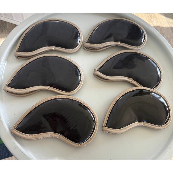 Golf‎ Club Head Covers Black Gold Hook and Loop Fastener Set of Six - Picture 2 of 4